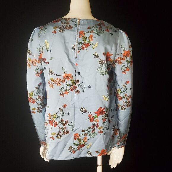 Honey Punch Blue Floral Long Sleeve Top - Picture 4 of 5